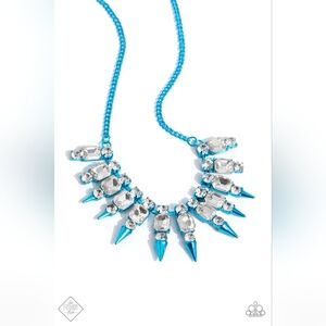 Punk Passion Blue Necklace Rhinestone Fashion Jewelry Paparazzi Set